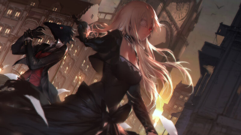 Blonde Woman and Bird-like Creature