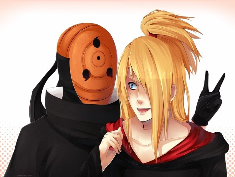 Blonde Woman and Masked Figure