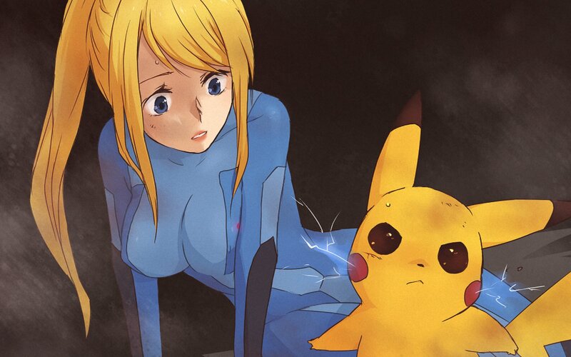 Blonde Woman and Pikachu