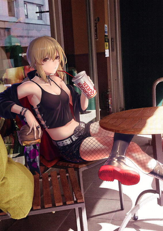 Blonde Woman at Cafe