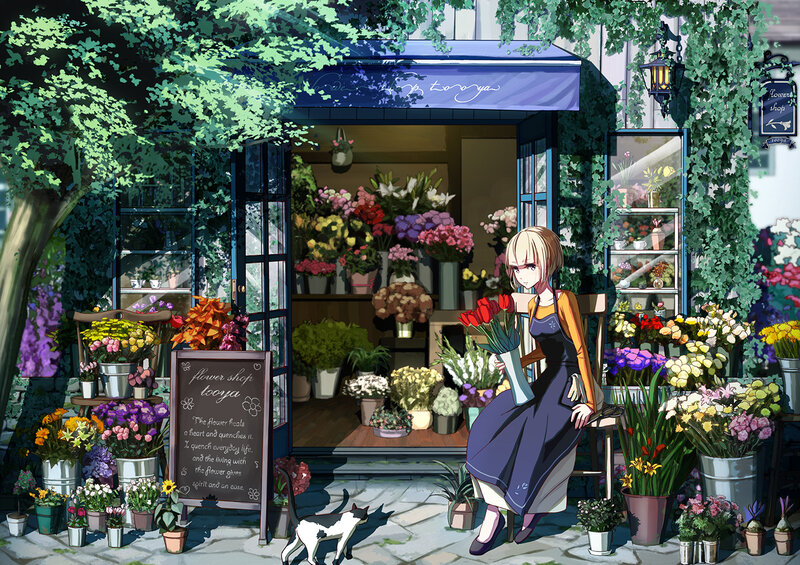 Blonde Woman at Flower Shop