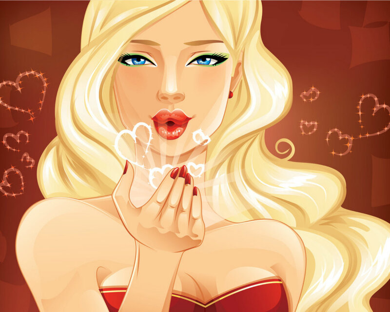 Blonde Woman Blowing Kiss — Red