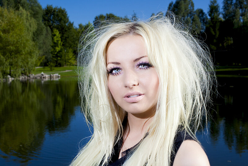 Blonde Woman by Lake