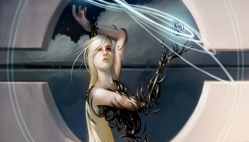 Blonde Woman Casting Spell — White