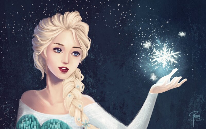 Blonde Woman Creating Snowflakes