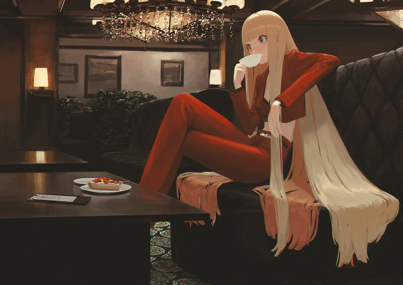 Blonde Woman Drinking Tea