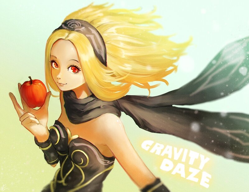 Blonde Woman Holding Apple