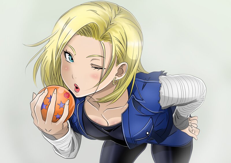 Blonde Woman Holding Ball — Blue