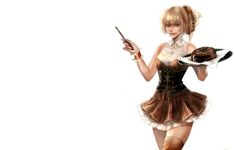 Blonde Woman Holding Cake