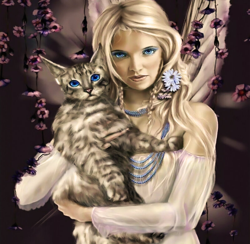 Blonde Woman Holding Cat