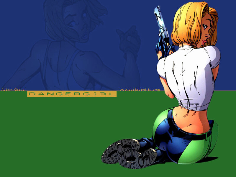 Blonde Woman Holding Gun — Blue, Dramatic, Comic