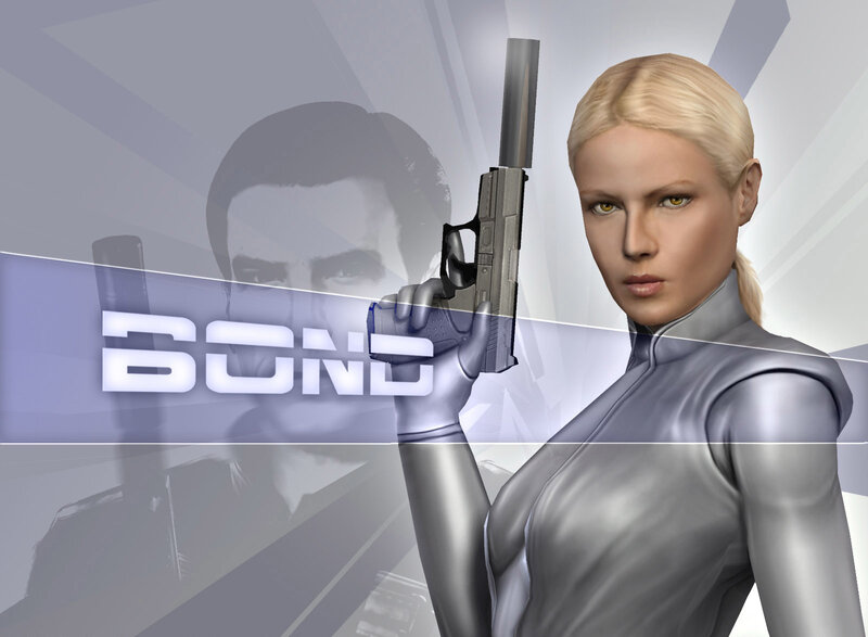 Blonde Woman Holding Gun — Gray