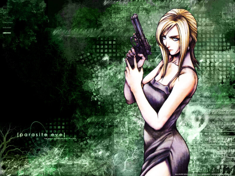Blonde Woman Holding Gun — Green
