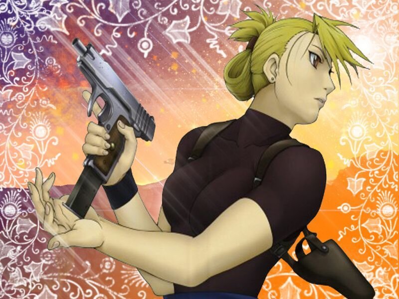Blonde Woman Holding Gun — Orange