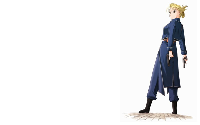 Blonde Woman Holding Guns — Blue, Serious