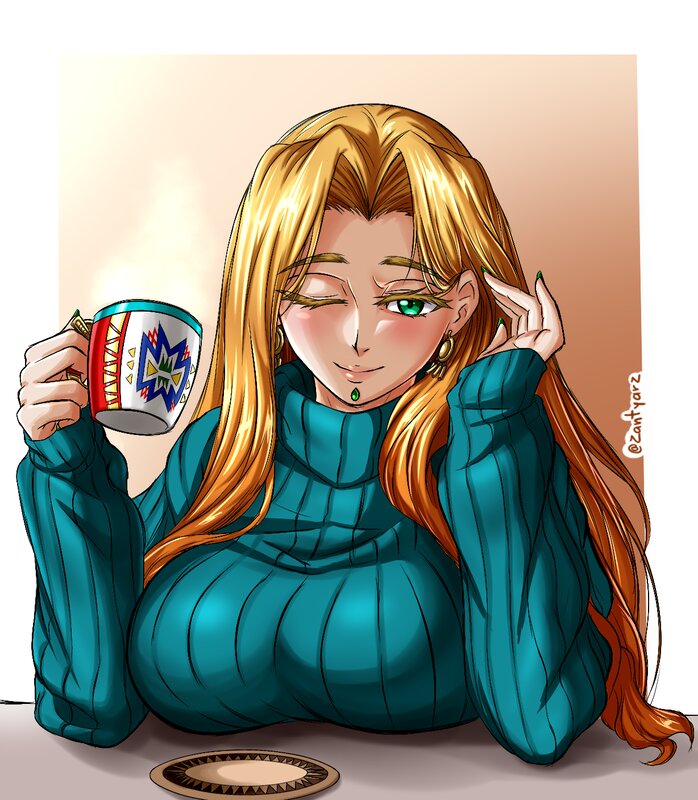 Blonde Woman Holding Mug