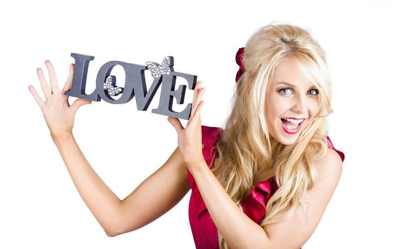 Blonde Woman Holding Sign