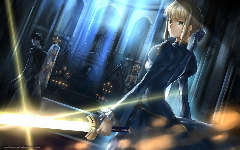 Blonde Woman Holding Sword — Blue, Dramatic, Night
