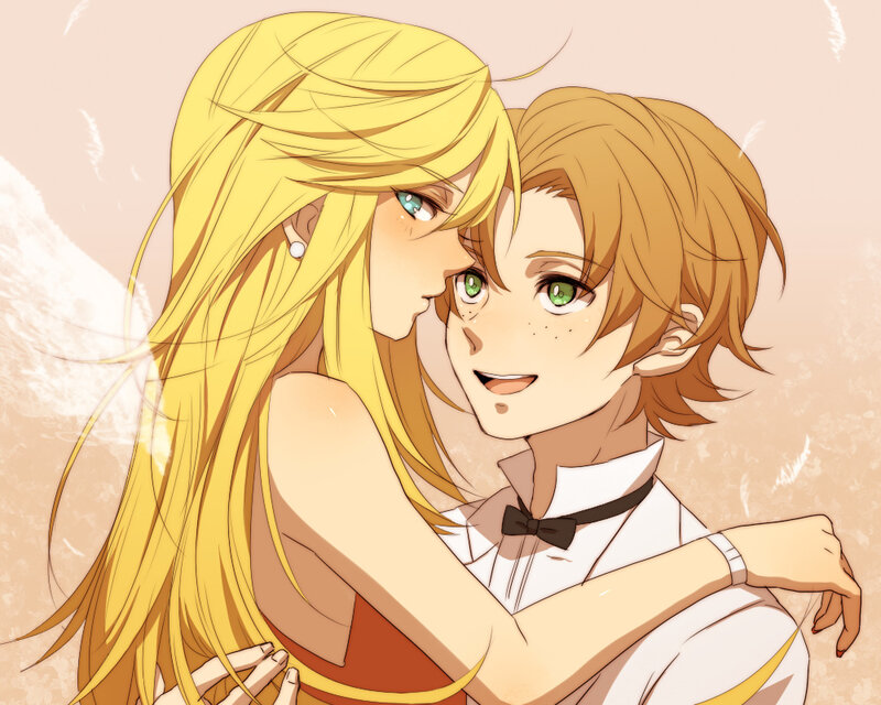 Blonde Woman Hugging Man — Yellow