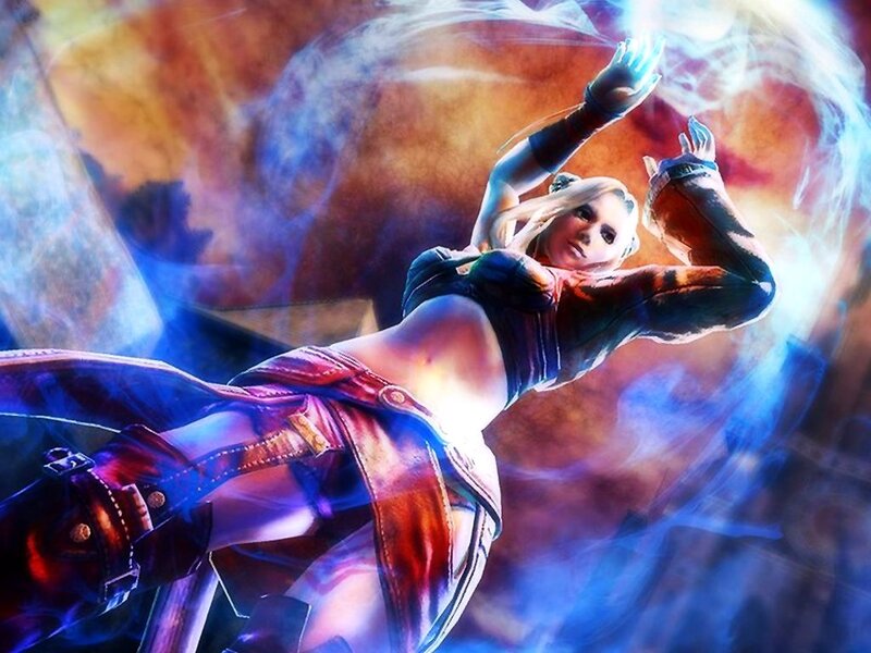 Blonde Woman in Action — Blue