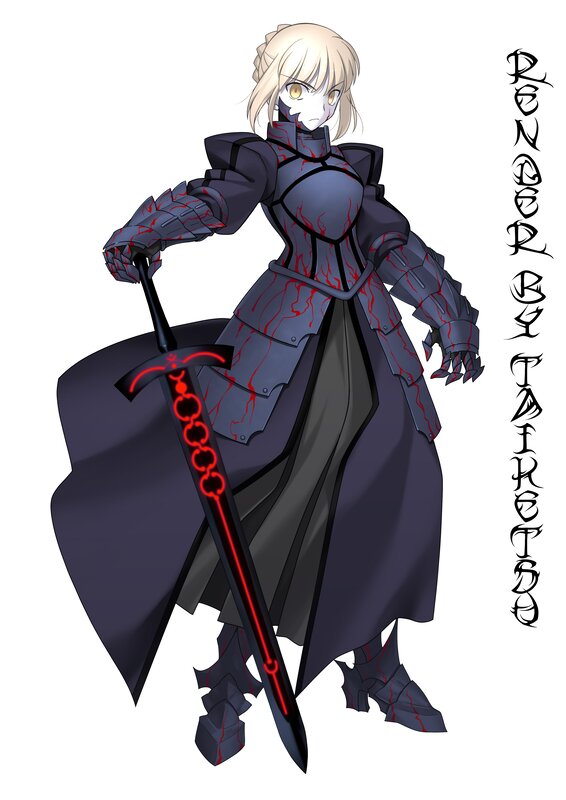 Blonde Woman in Armor — Black, Dramatic, Anime