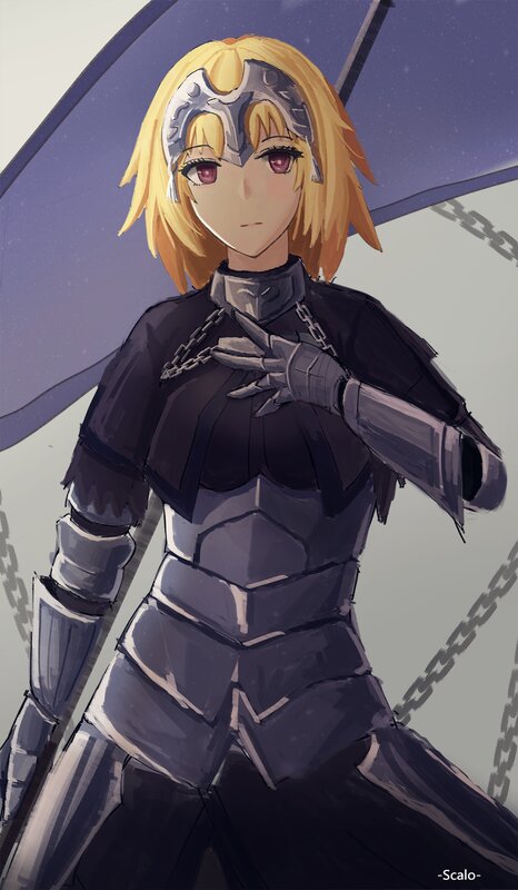 Blonde Woman in Armor — Black, Dramatic, Night, Digital Art