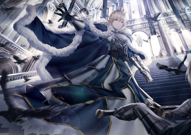 Blonde Woman in Armor — Blue, Dramatic, Anime, Crows