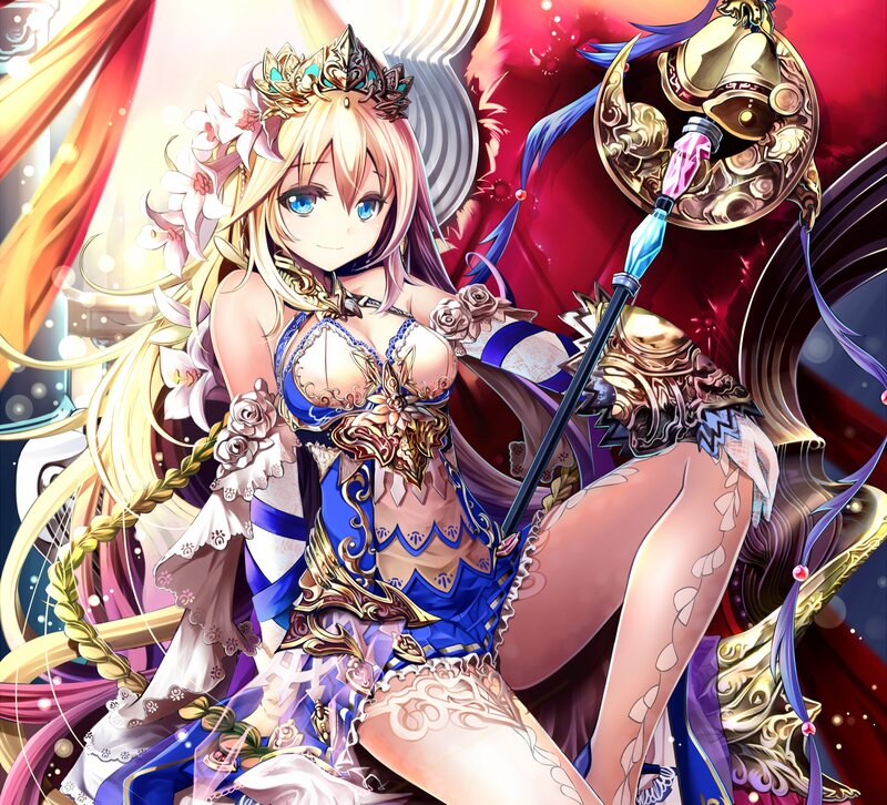 Blonde Woman in Armor — Blue, Dramatic, Anime