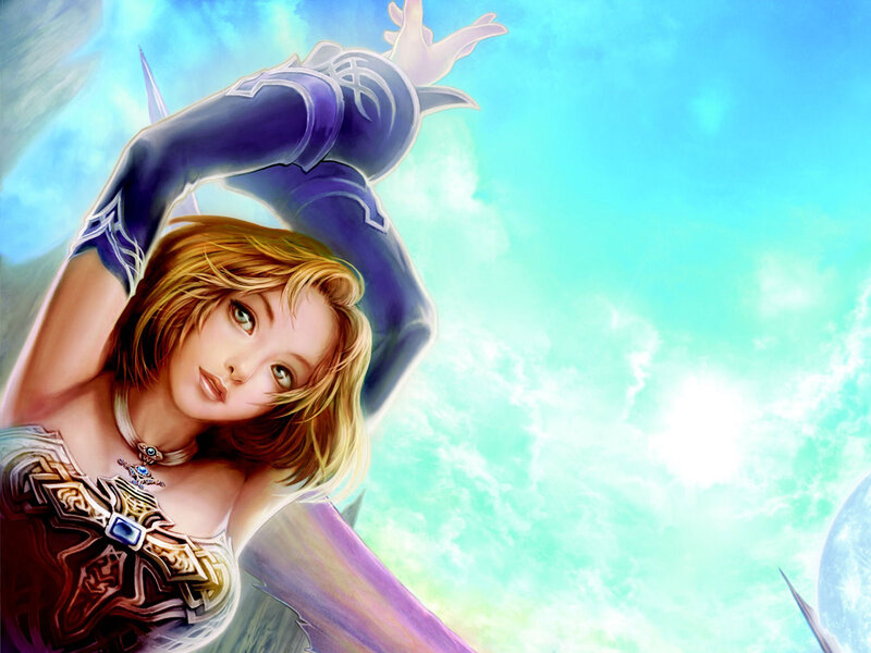 Blonde Woman in Armor — Blue, Dramatic, Digital Art