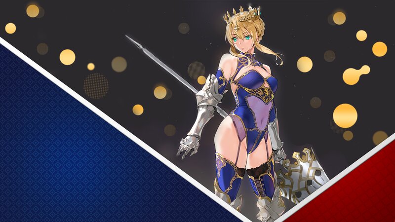 Blonde Woman in Armor — Blue, Dramatic, Night, Anime, Sword