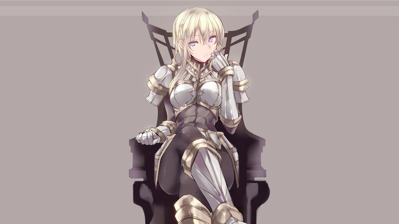 Blonde Woman in Armor — Gray, Calm