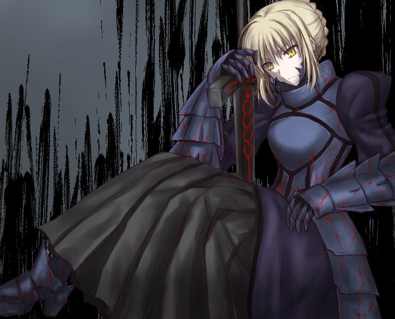 Blonde Woman in Armor — Gray, Dramatic, Anime