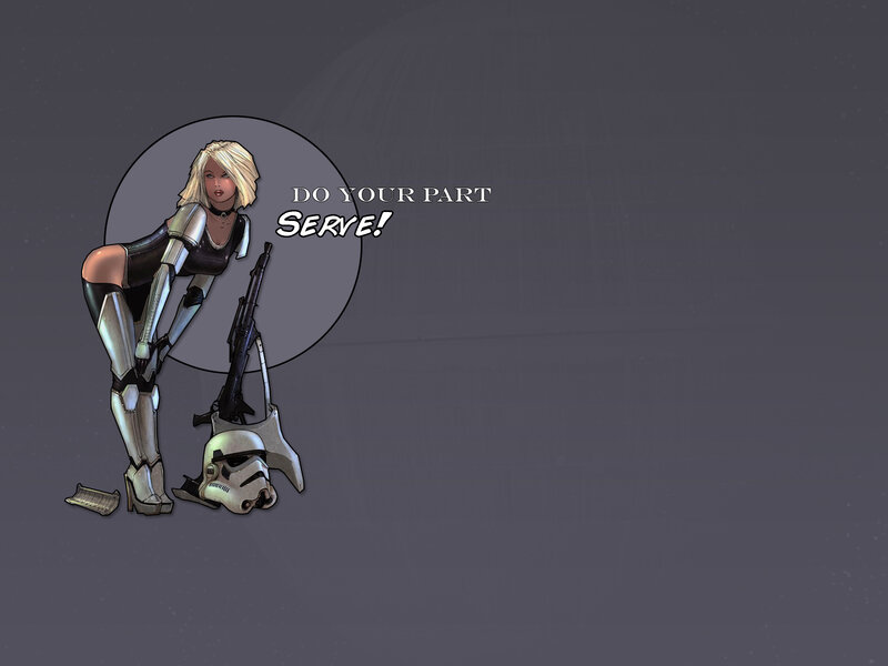 Blonde Woman in Armor — Gray, Dramatic, Comic