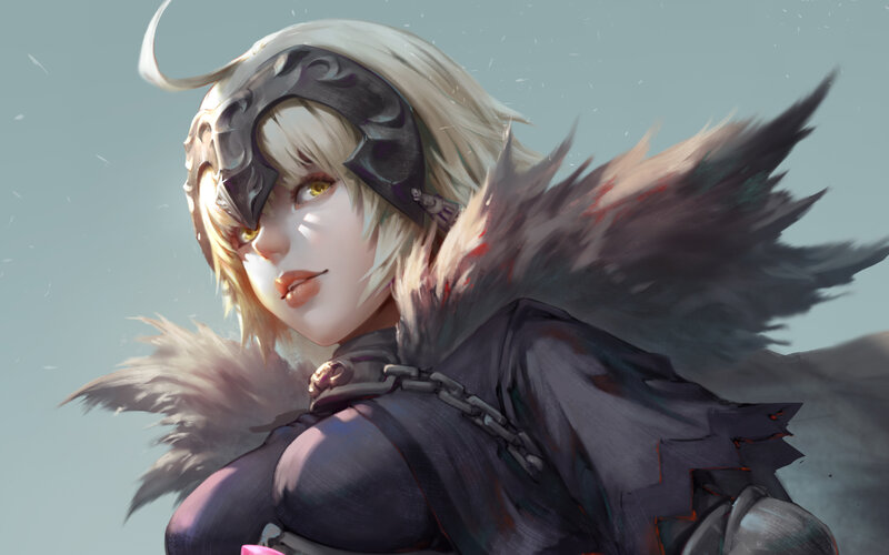 Blonde Woman in Armor — Gray, Dramatic, Digital Art, Helmet