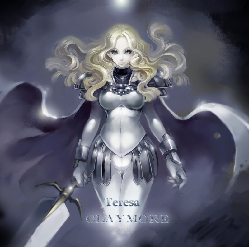 Blonde Woman in Armor — Gray, Dramatic, Digital Art