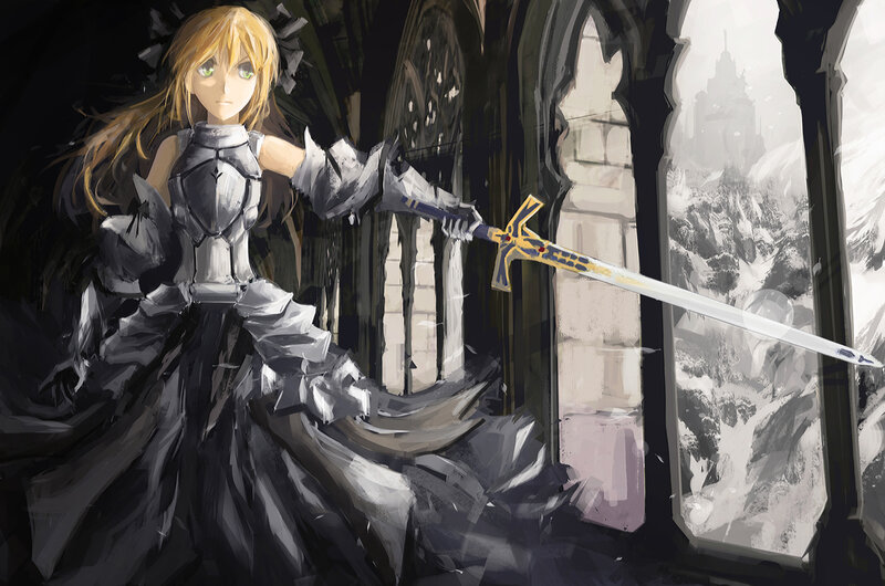 Blonde Woman in Armor — Gray, Dramatic, Winter