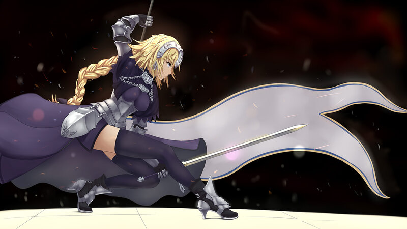 Blonde Woman in Armor — Purple, Dramatic, Anime