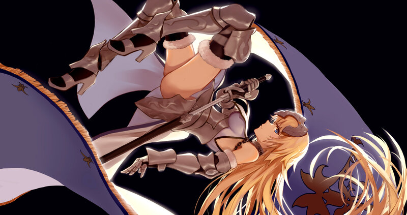 Blonde Woman in Armor — Purple, Dramatic, Night, Anime