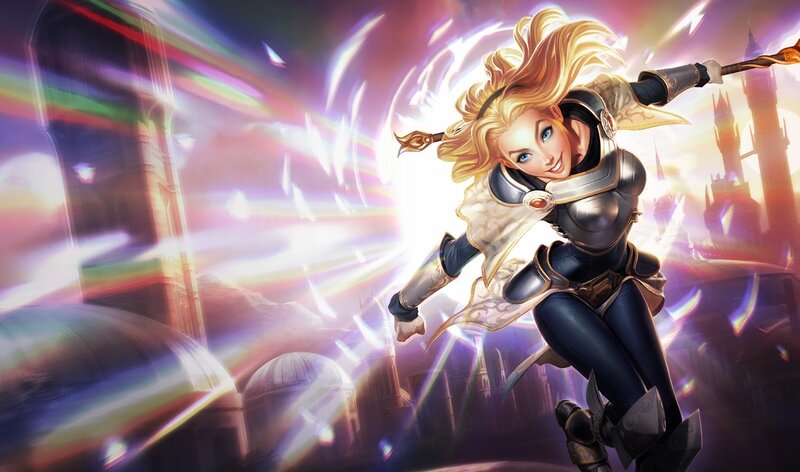 Blonde Woman in Armor — Purple, Dramatic, Sunset, Digital Art, Sword, Castle, Light Beams