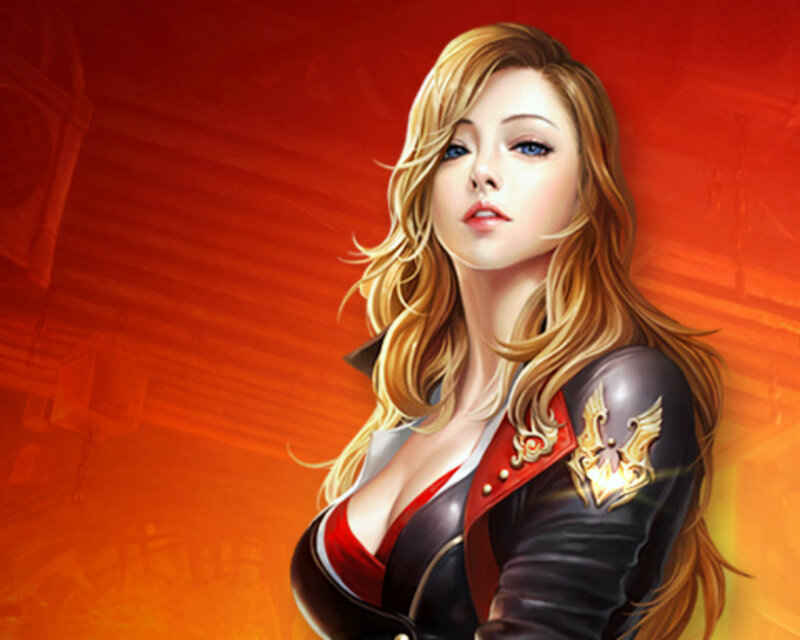 Blonde Woman in Armor — Red