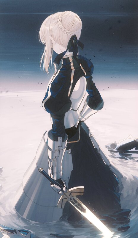 Blonde Woman in Armor — White, Dramatic, Night