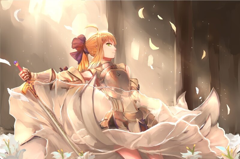 Blonde Woman in Armor — White, Dramatic