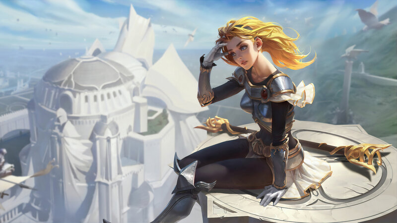 Blonde Woman in Armor — White, Serene, Afternoon, Digital Art