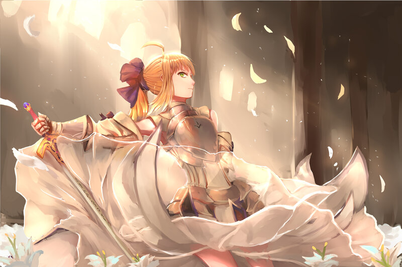 Blonde Woman in Armor — White, Serene