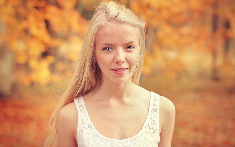 blonde woman in autumn