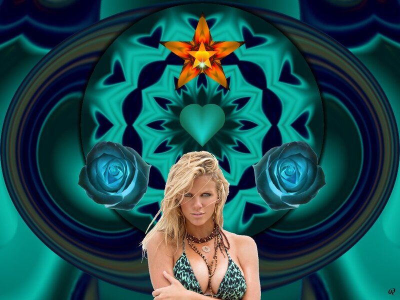 Blonde Woman in Bikini — Teal
