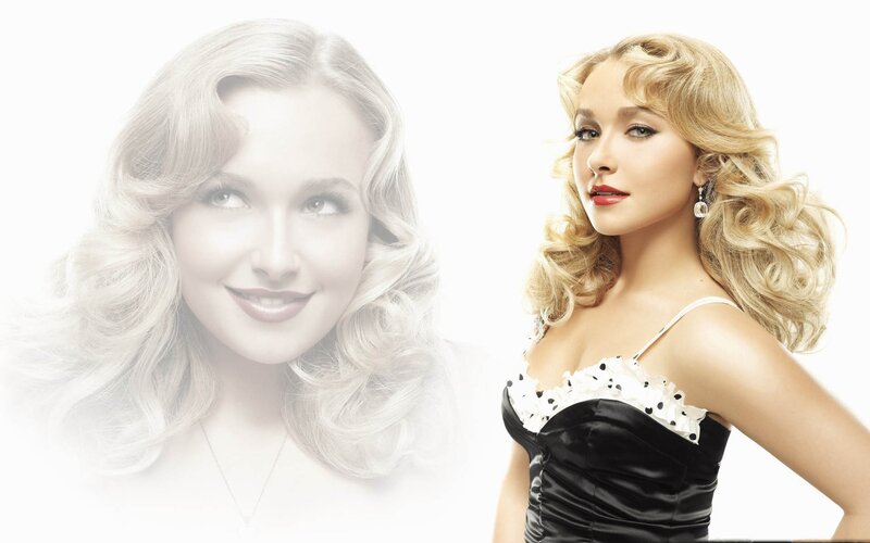 Blonde woman in black dress