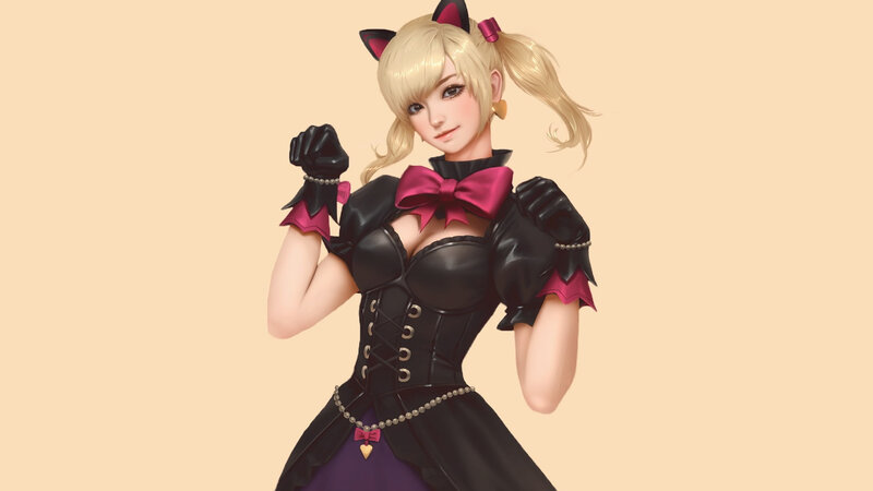 Blonde Woman in Black Dress — Playful, Digital Art