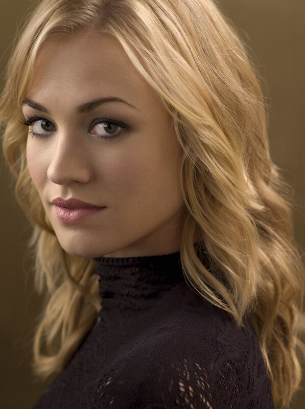 blonde woman in black lace top
