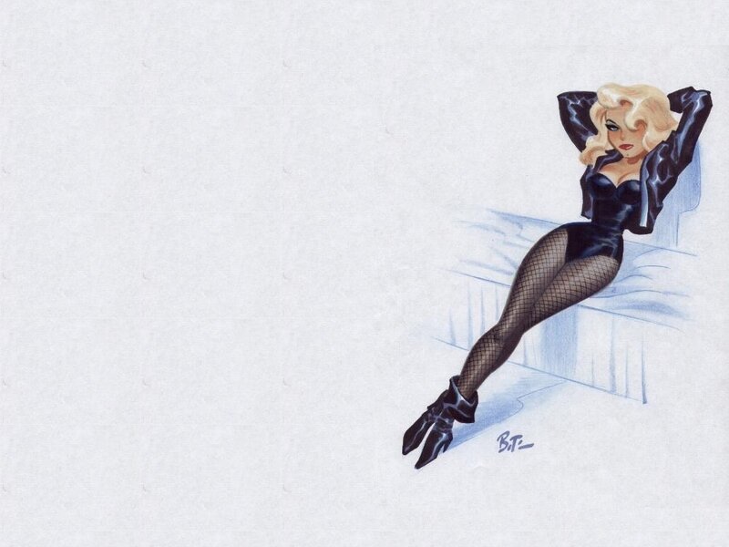 Blonde Woman in Black Outfit — Seductive